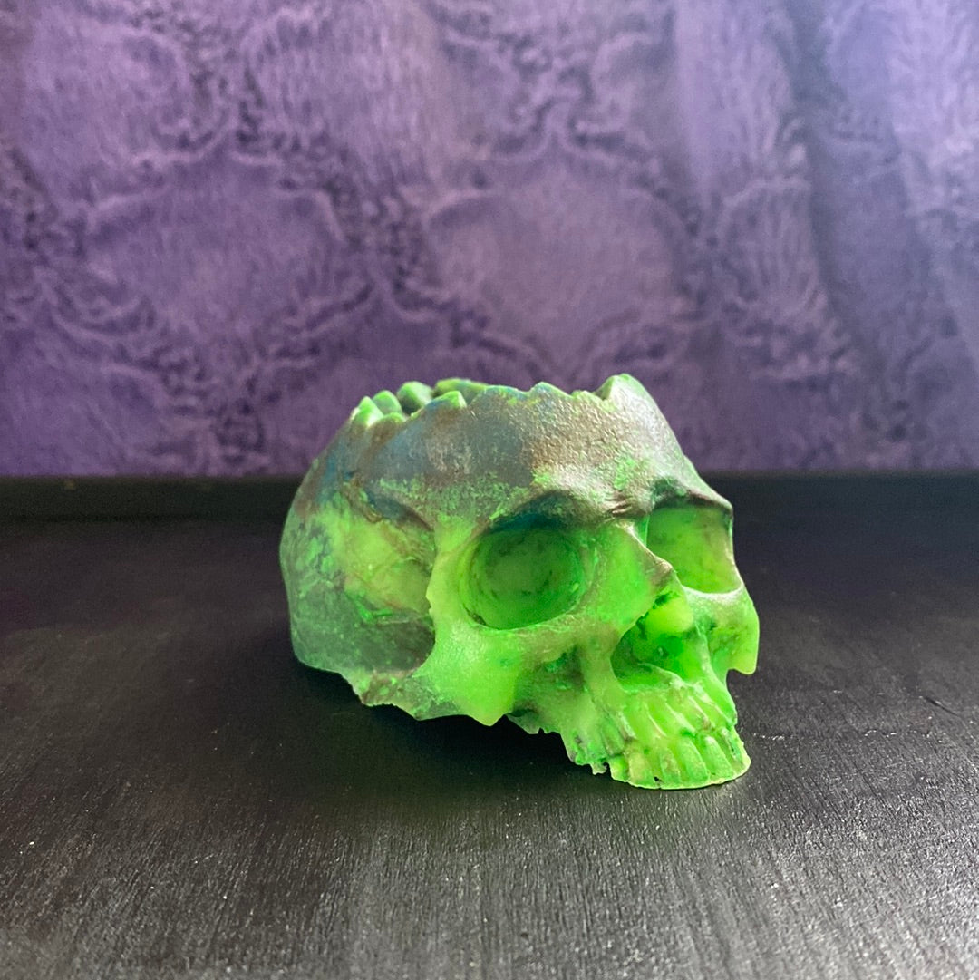 Zombie Skull Blacklight Glow in the Dark Ring or Candle Holder