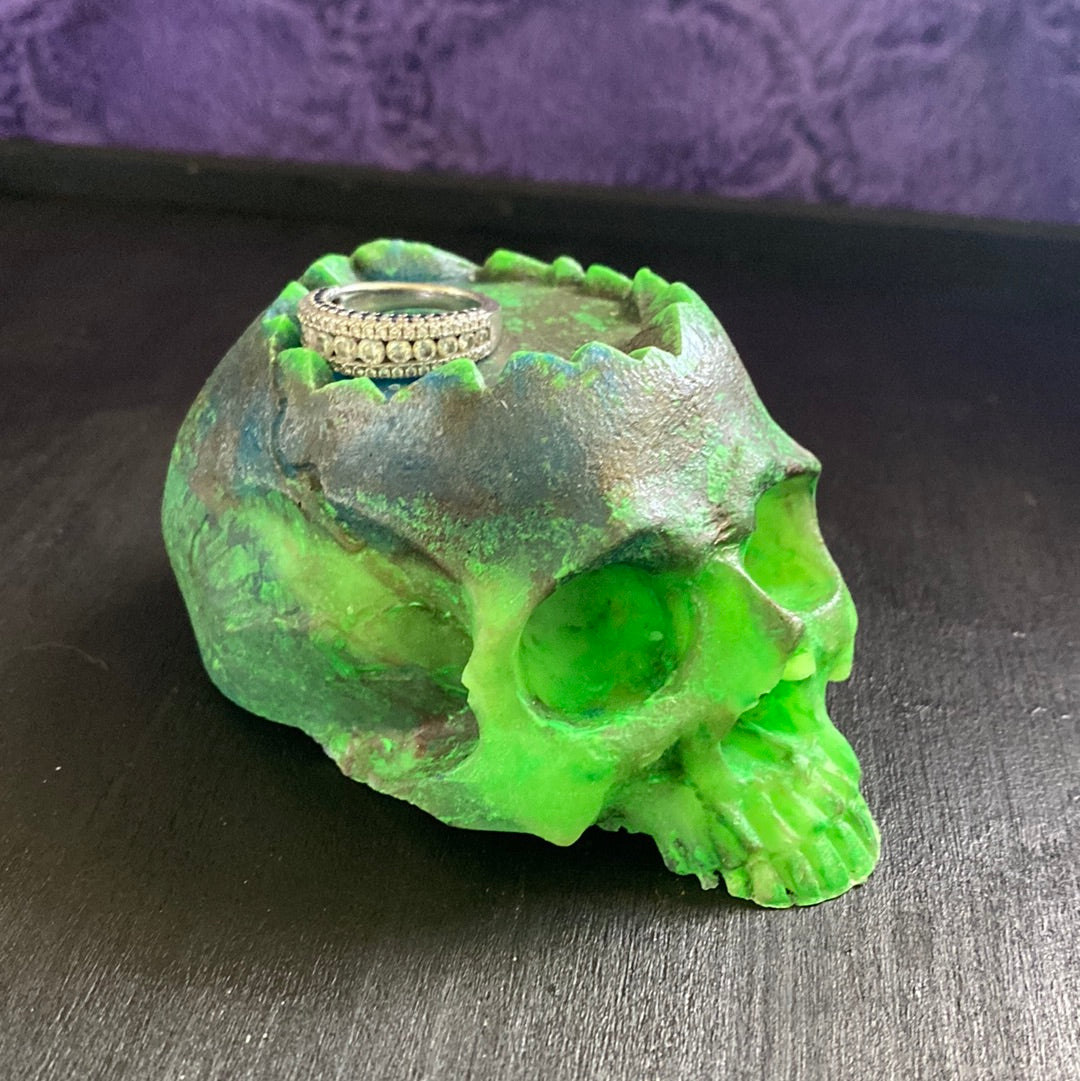Zombie Skull Blacklight Glow in the Dark Ring or Candle Holder