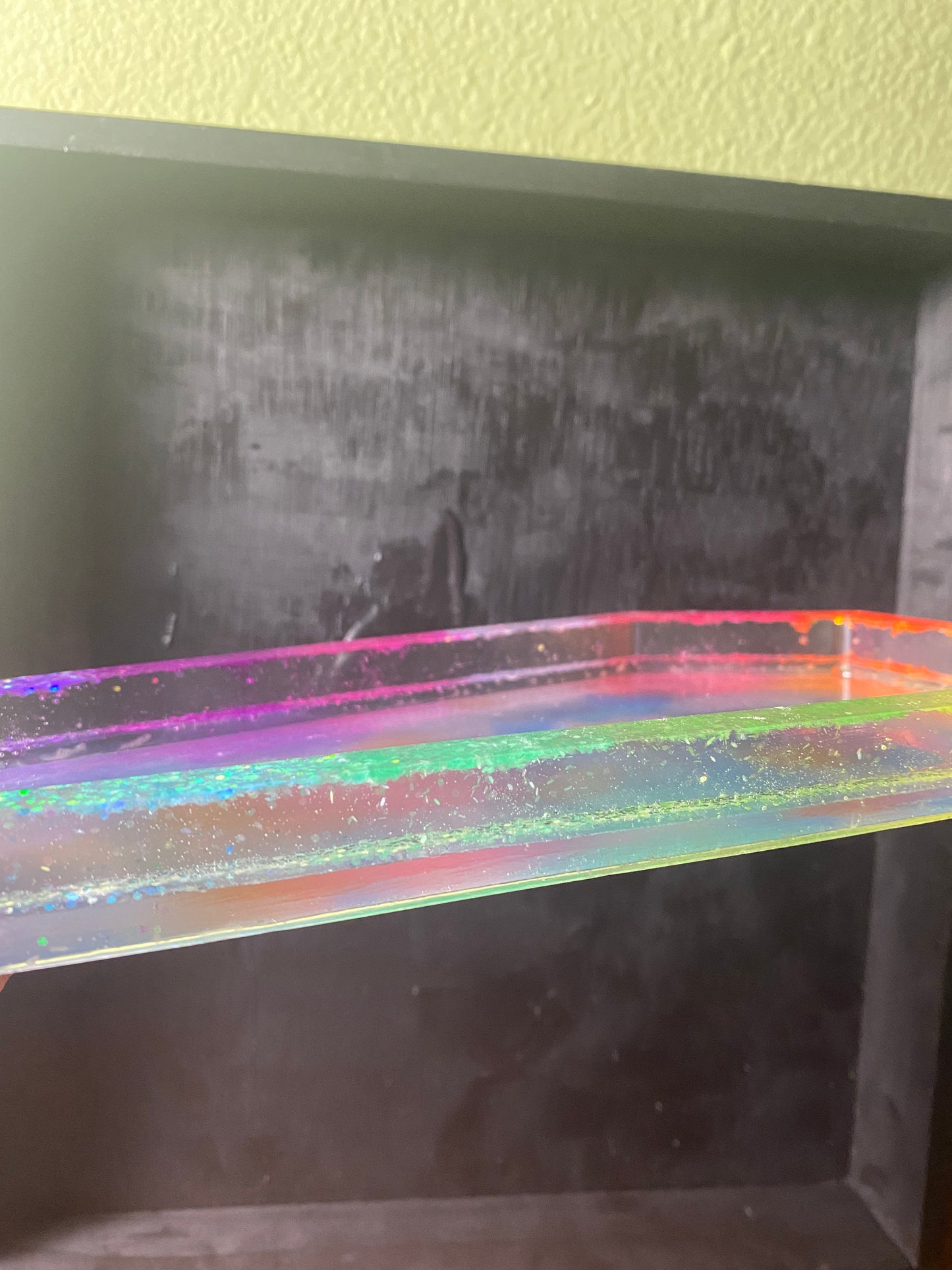 Fluorescent Blacklight Rainbow Sparkle Coffin Catch-All Dish Tray