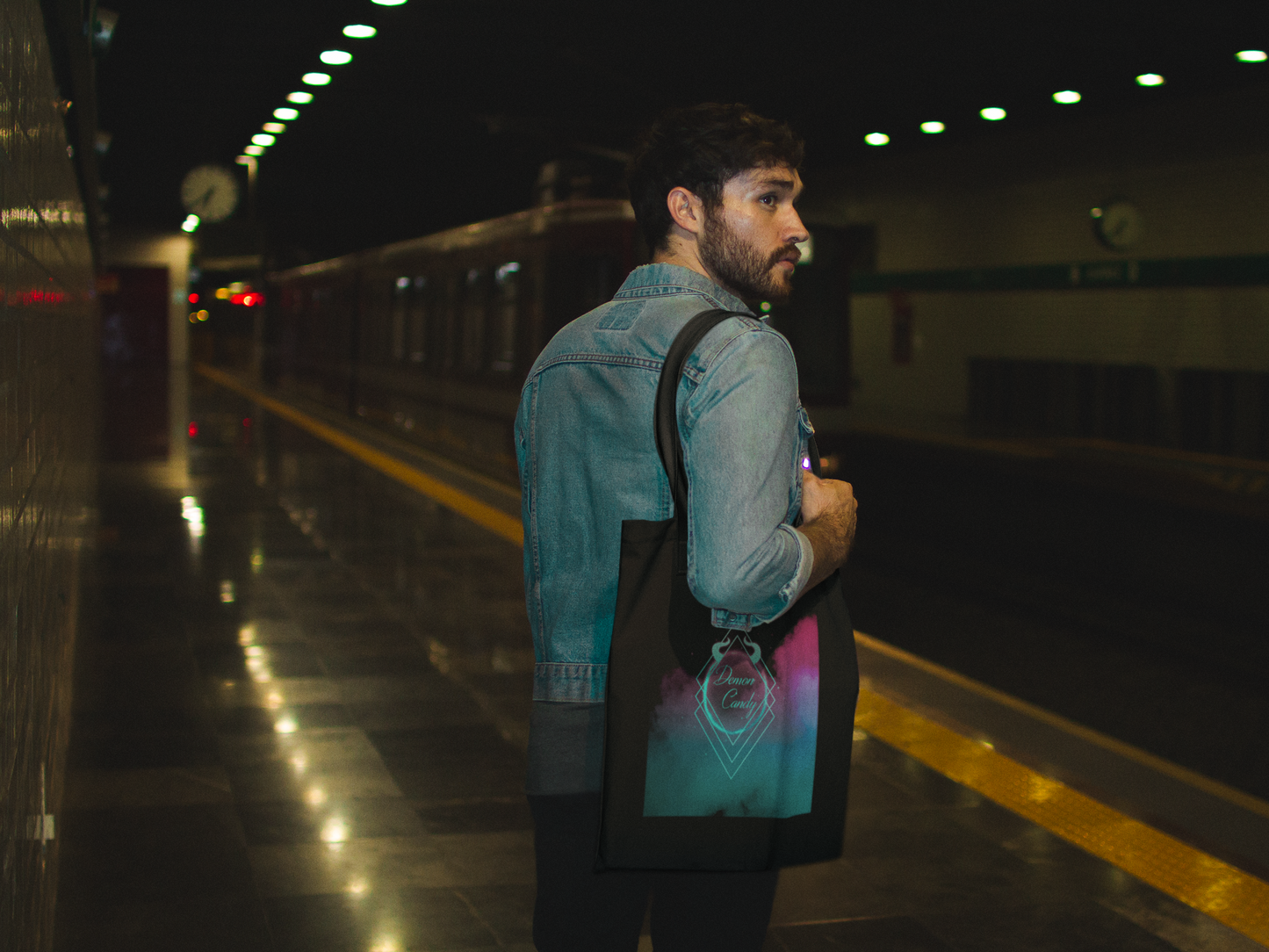 Diamond Series Neon Lagoon Organic Canvas Tote Bag