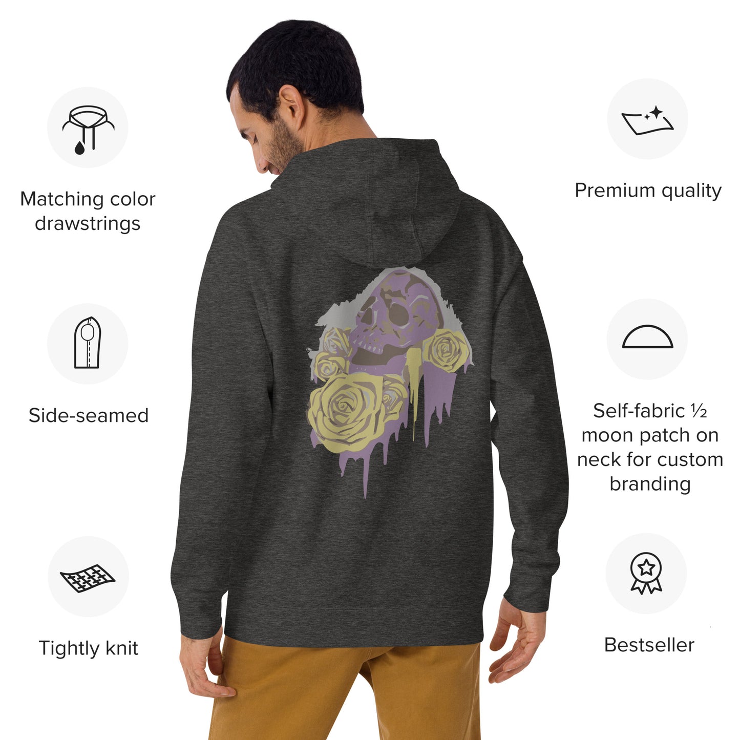 Skull 'N' Roses Fleece Hoodie Mens/Womens/Unisex