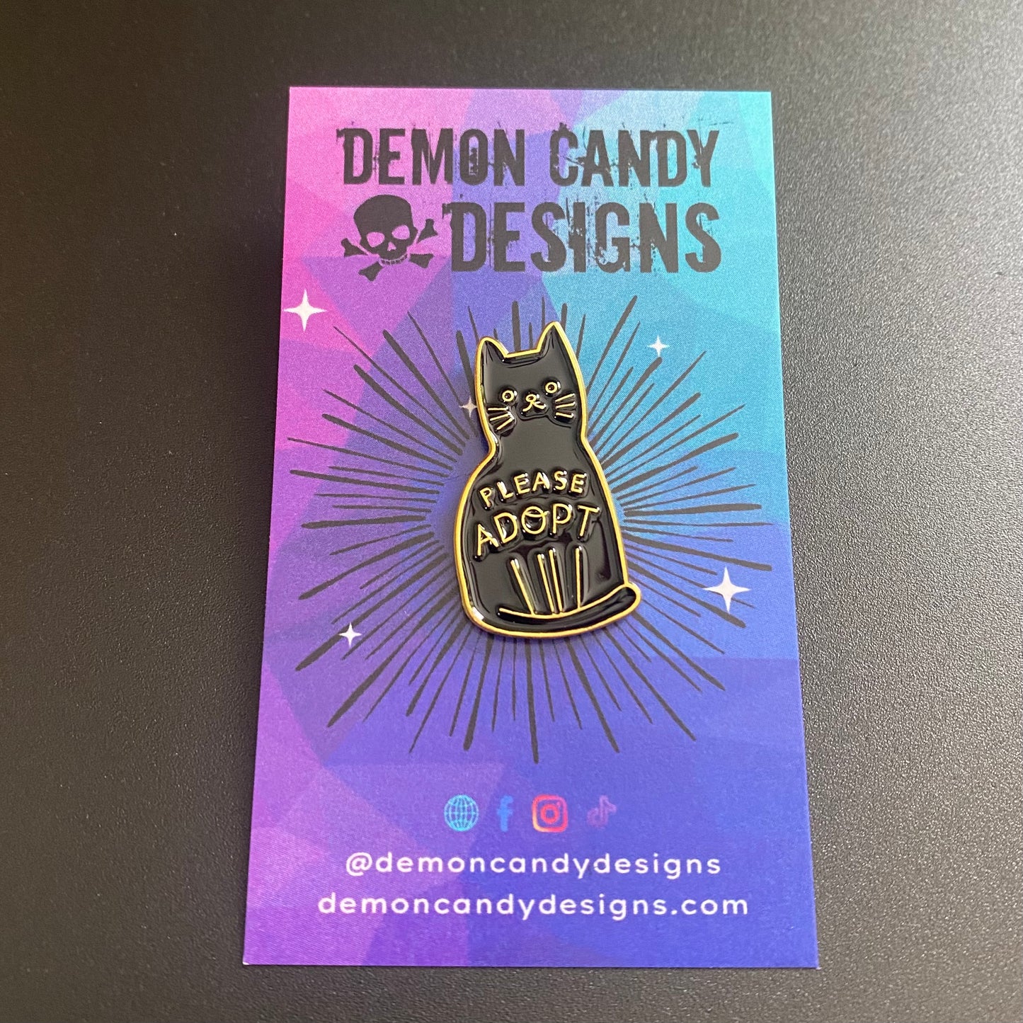 Metal Enamel Pin - Adopt Kitties