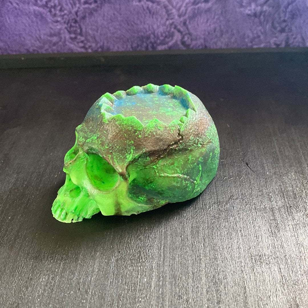 Zombie Skull Blacklight Glow in the Dark Ring or Candle Holder