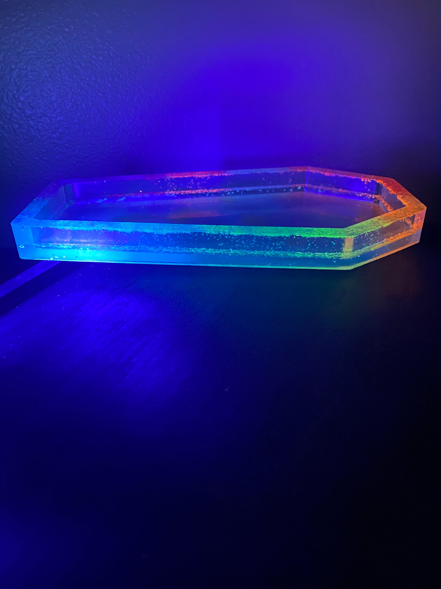 Fluorescent Blacklight Rainbow Sparkle Coffin Catch-All Dish Tray