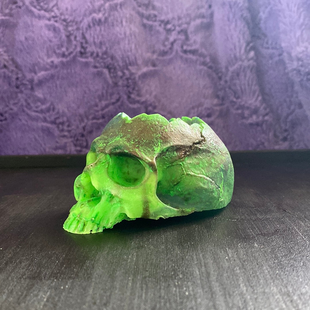 Zombie Skull Blacklight Glow in the Dark Ring or Candle Holder