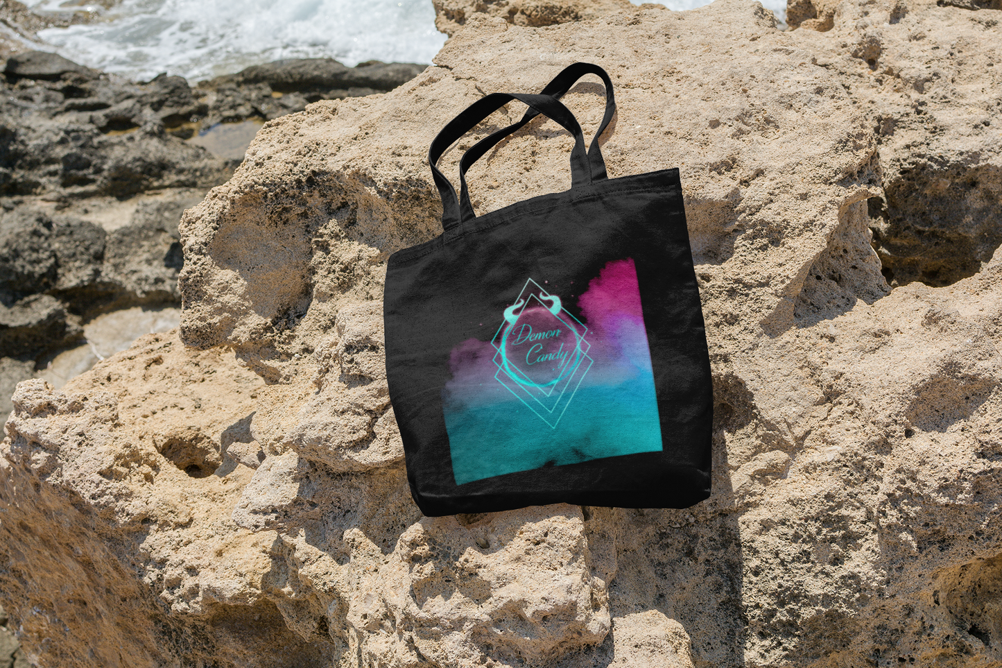 Diamond Series Neon Lagoon Organic Canvas Tote Bag